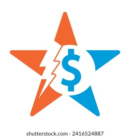 Thunder Money star shape concept logo vector template.