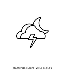 Ícone do vetor da noite do trovão. Estilo de linha do ícone do tempo. uso perfeito para logotipo, apresentação, site e muito mais.
