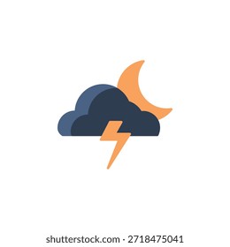 Donnernacht, Vektorsymbol. Wettersymbol flachen Stil. perfekte Verwendung für Logo, Präsentation, Website und mehr. moderne Icon Design Farbstil