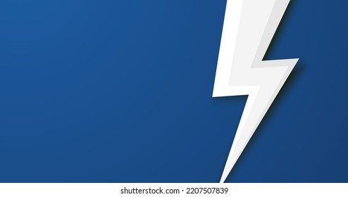 Thunder On Blue Background. Thunder Flash. Thunder Symbol.