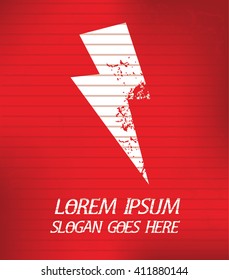 Thunder on red background,poster grunge design
