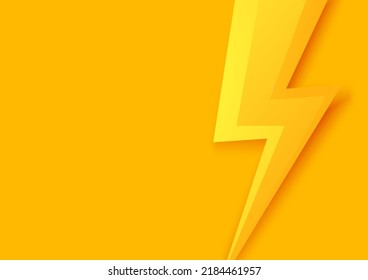 Thunder On Yellow Background. Thunder Flash. Thunder Symbol.