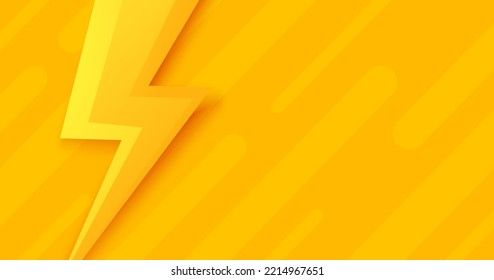 Trueno de fondo amarillo. Lámpara. símbolo de trueno.