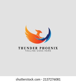Thunder Phoenix Logo Template Design. vector logo. vector illustration