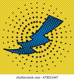 thunder pop art pointed star shape icon. Colorful and Flat design. Vector illustration