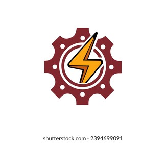 thunder power gear system logo icon symbol design template illustration inspiration