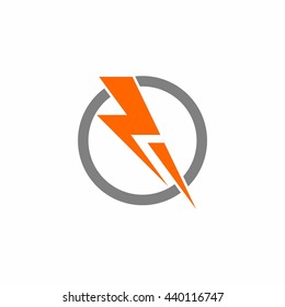 thunder power lightning circle run logo vector