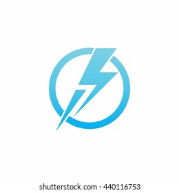 thunder power lightning circle run logo vector