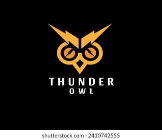 thunder power owl logo icon symbol design template illustration inspiration