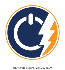 Thunder power vector logo design icon. flash on off button logo illustration.