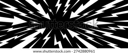 Thunder radial manga and background comic line with vector cartoon anime. Burst lightning bg and boom graphic lightening with pop electric explode. Pattern background comic and shout thunder.