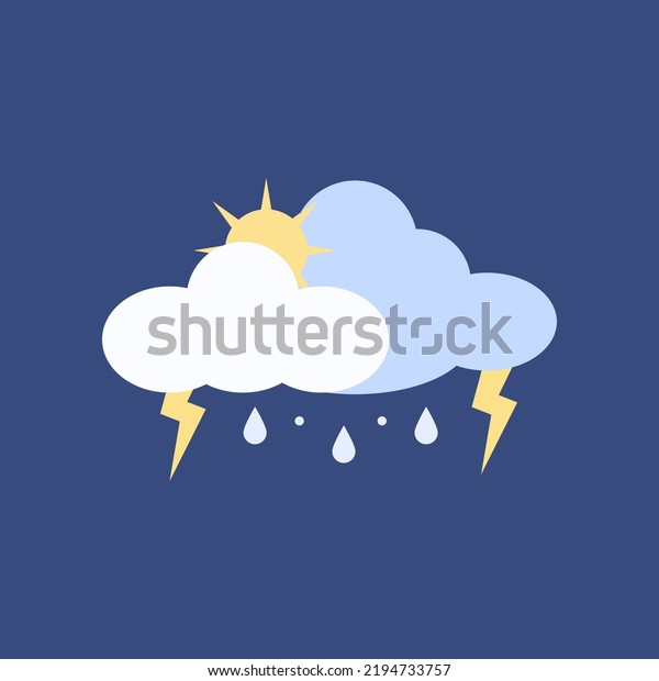 Thunder Rain Cloud Icon Weather Label Stock Vector (Royalty Free ...