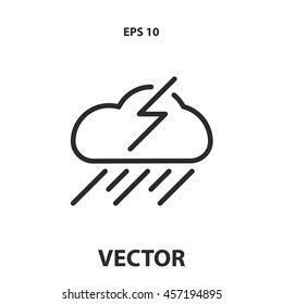 thunder and rain icon. weather line icon