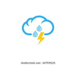 Thunder Rain Weather Season Icon Logo Design Element