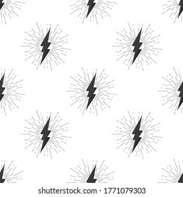 Thunder seamless pattern on white background.
