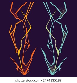 Thunder set retro with color full 