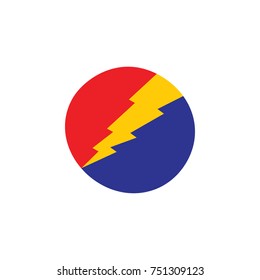 thunder shape in circle colorful design logo vector