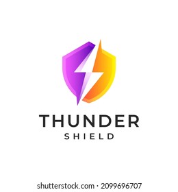 Diseño del logotipo Thunder Shield listo para usar el vector Premium
