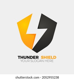 thunder shield security fast lightning electrical logo vector 