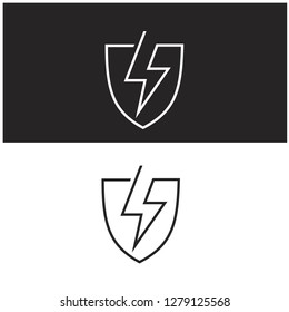 Thunder Shield in Single Line Logo Vector