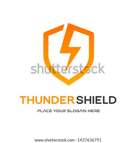 Thunder Shield vector logo template. This graphic suitable for electric business. 