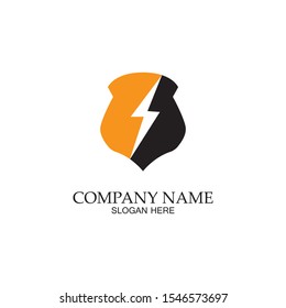 thunder shield vector logo template.this graphic suitable for electric business-vector