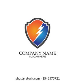 thunder shield vector logo template.this graphic suitable for electric business-vector
