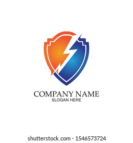 thunder shield vector logo template.this graphic suitable for electric business-vector