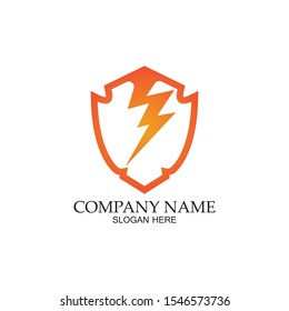 thunder shield vector logo template.this graphic suitable for electric business-vector