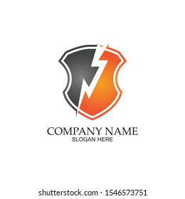 thunder shield vector logo template.this graphic suitable for electric business-vector