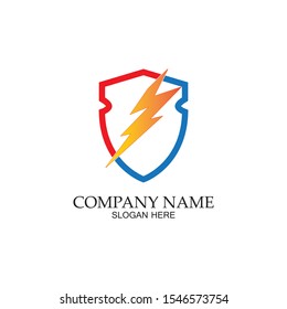 thunder shield vector logo template.this graphic suitable for electric business-vector