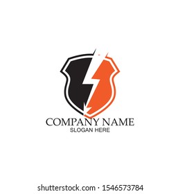 thunder shield vector logo template.this graphic suitable for electric business-vector