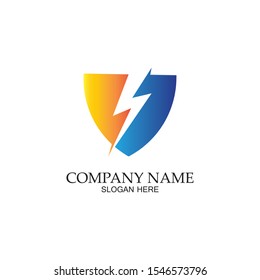 thunder shield vector logo template.this graphic suitable for electric business-vector