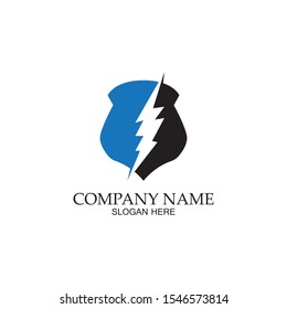 thunder shield vector logo template.this graphic suitable for electric business-vector