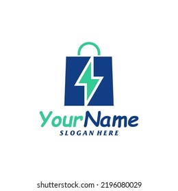 Thunder Shop Logo Design Template. Fast Shop logo concept vector. Creative Icon Symbol