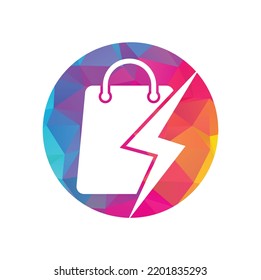 Thunder Shop Logo design vector. Electric Shop or Fast Shop Logo. Shopping Bag Combined with Energy or Lightning Bolt Icon Vector
