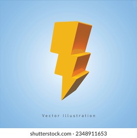 thunder sign in 3d vector illustration