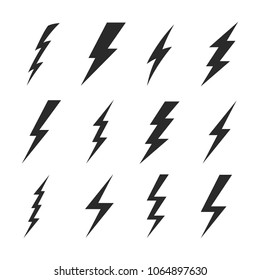 Thunder sign set. Flash icons. Vector illustration