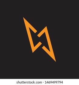 thunder simple geometric line design logo vector