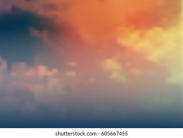 Thunder sky with clouds. Vector Illustration