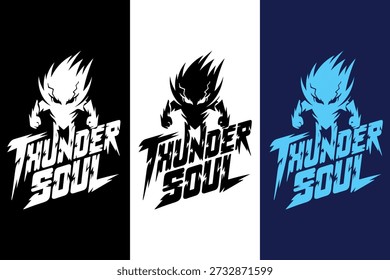 Thunder Soul Gaming Logo with Lightning Character Illustration. Thunder Soul Esports Mascot Logo in Lightning Style. Thunder Soul Mascot Logo for Gaming and Streaming Brand. Thunder Soul Vector Logo for Gaming, Esports and Twitch. 