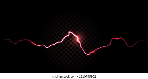 Thunder spark, electric red flash vector background. Electricity thunderbolt spark abstract effect background