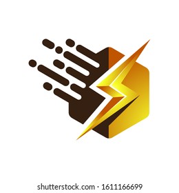 thunder speed hexagon colorful vector logo template