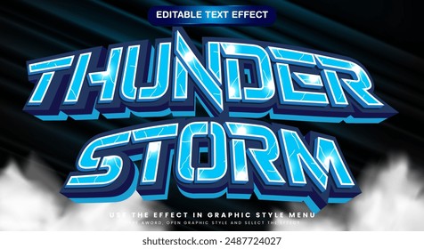 Thunder Storm 3D editable text effect template with thunder pattern