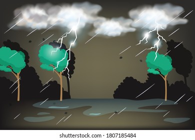 Tormenta eléctrica en fuerte lluvia
