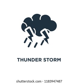 Thunder Storm icon. Black filled vector illustration. Thunder Storm symbol on white background. Can be used in web and mobile.
