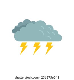 Thunder storm icon flat vector. Cloudy weather. Rain forecast isolated