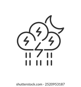 Thunder Storm Icon - Night Rain Icon