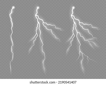 Thunder storm realistic lightning. Sparks electrical and stars. Symbol of natural strength or magic, abstract, electricity and explosion. Light effect and lighting. Glow blue sparkle explosion. Vector