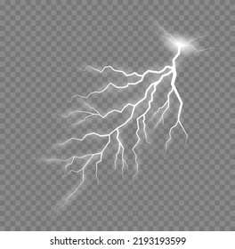 Thunder storm realistic lightning. Sparks electrical and stars. Symbol of natural strength or magic, abstract, electricity and explosion. Light effect and lighting. Glow blue sparkle explosion. Vector